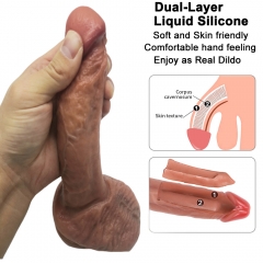 HOWOSEX Super Realistic Soft Silicone Two Layer Dildo Suction Cup Male Artificial Penis Big Dildos Dick Woman Masturbator Adult Sex Toy