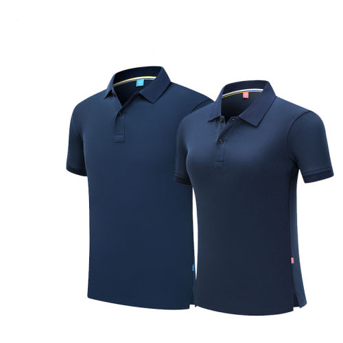 Dark Blue Short Sleeve Polo Shirts Unisex Custom Logo Lapel PIQUE Cotton T-shirt PQ301H
