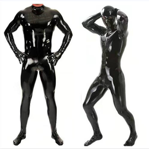 Man PU Fetish Zentai Sexy Catsuit For Male Club Faux Leather Jumpsuit PQ6819