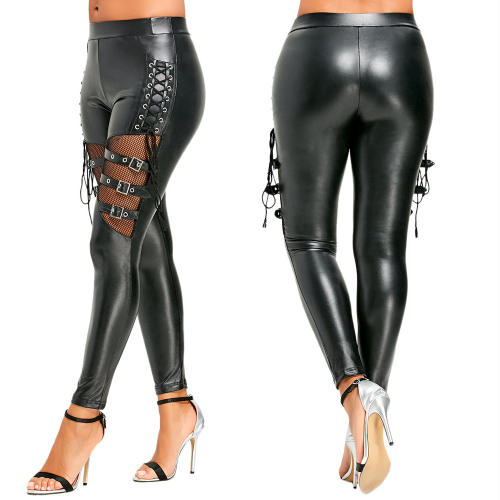 Steampunk Leggings Women Faux Leather Pants DS PU Trousers PQ6840