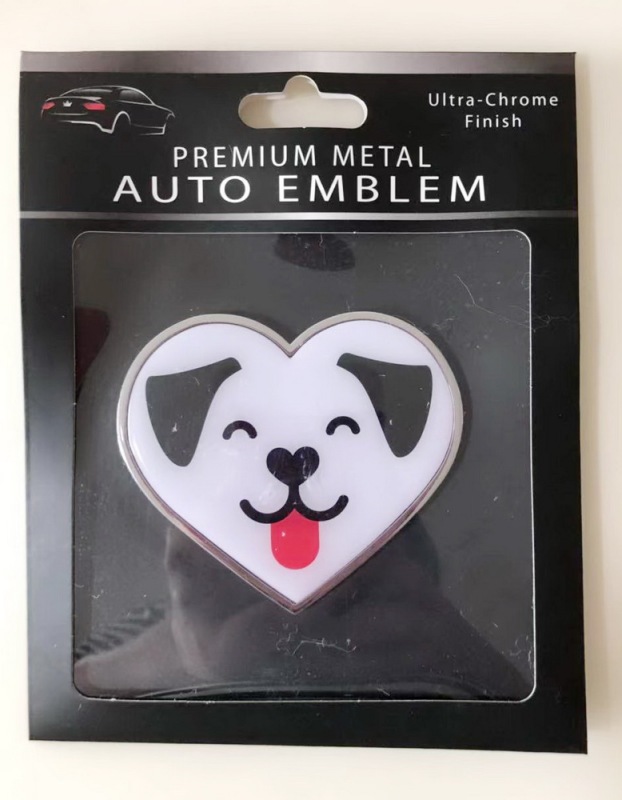 Zinc Chrome Metal Emblem, Dog Red Tongue Metal Car Emblem
