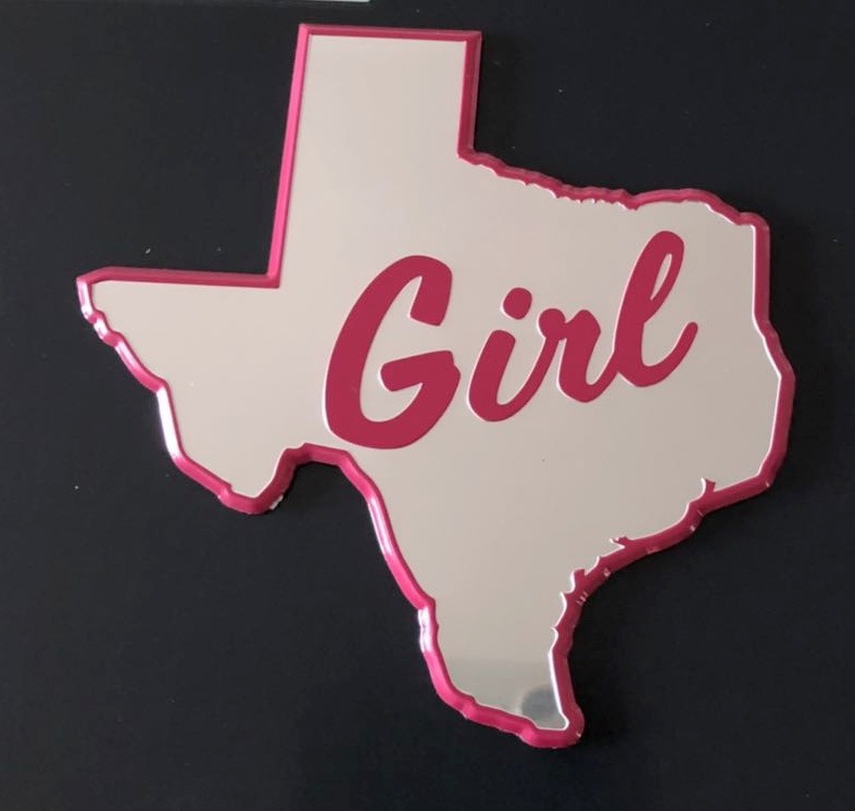Aluminum Color Emblem, Texas Girl Auto Emblem