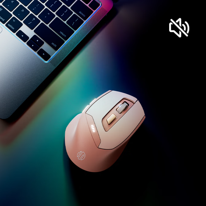 INPHIC Bluetooth Mouse, Rechargeable Ergonomic Silent Mice with 3 Modes (Bluetooth 5.0/4.0+USB) Multi-Device Connection, 6 Buttons Mouse Wireless for Laptop Computer Mac MacBook, Milk Tea Pink
