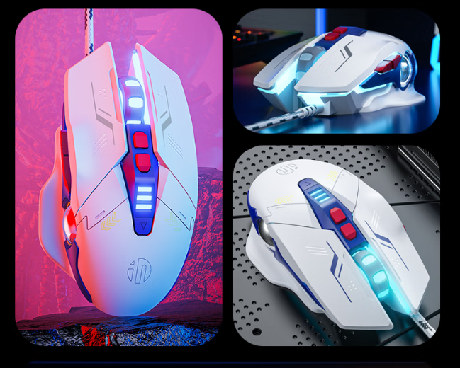 INPHIC Gaming Mouse, High Performance Wired Mouse 4000 DPI, 7 Programmable Buttons, Rechargeale & Noiseless, On-Board Memory, Mouse Backlit for Office or Gamer