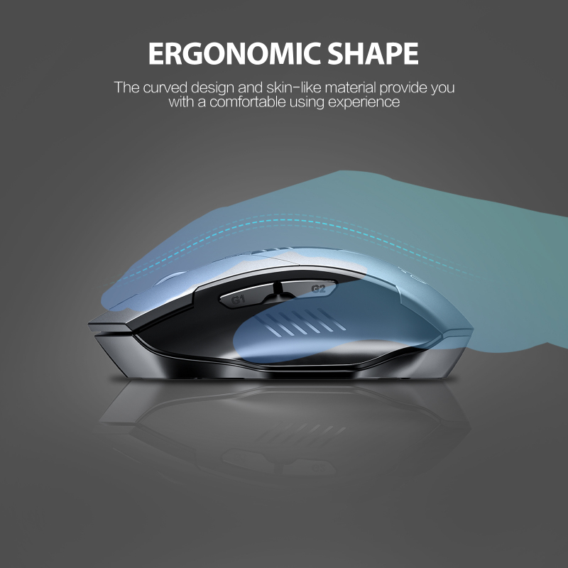 INPHIC PM6Pro Bluetooth Mouse [Upgraded: Battery Level Visible], Inphic Rechargeable Wireless Mouse Multi-Device (Tri-Mode:BT 5.0/3.0+2.4Ghz) with Silent,Grey
