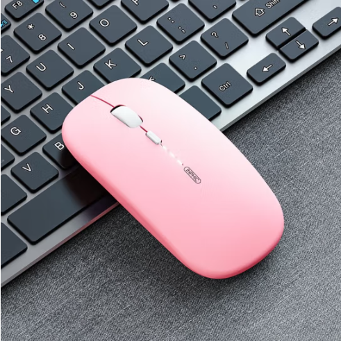 INPHIC M1P Wireless Mouse, [Upgraded], 2.4G Silent Rechargeable Computer Mice Wireless, Ultra Slim 1600 DPI USB Portable Mouse for Laptop PC Mac MacBook, Battery Level Visible, Pink