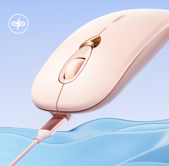 INPHIC Q8 Bluetooth Mouse, Rechargeable Ergonomic Silent Mice with Bluetooth 5.1/3.0 Connection, Wireless for Laptop Computer Mac MacBook, Millk Tea Pink