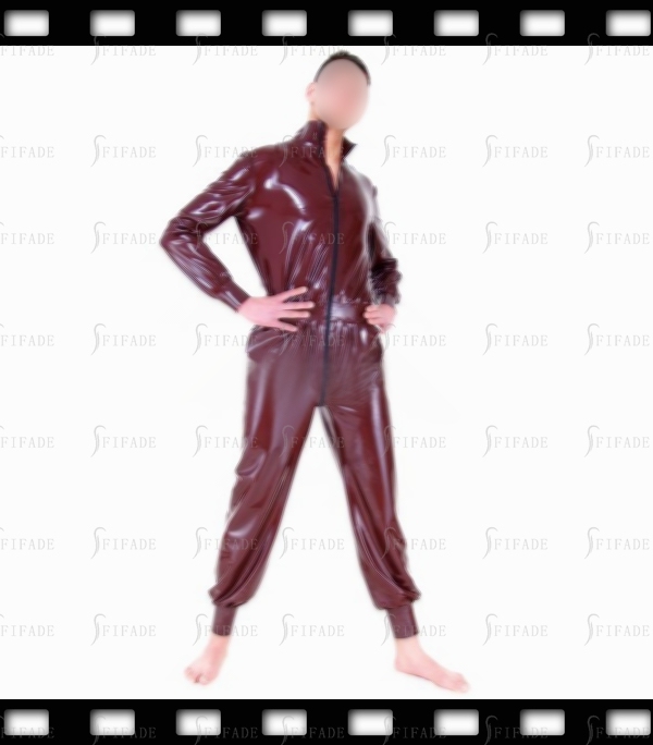 Latex Jumpsuit Loose Style Catsuit Front Zipper High Neck Customized 0.4mm