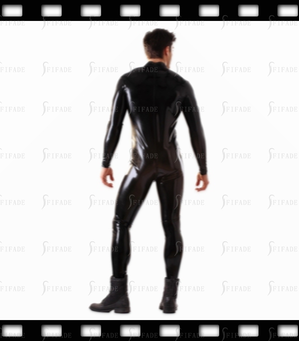 Latex Catsuit for Men classic Jumpsuit Front 3 Way Zip with Socks Customized 0.4mm