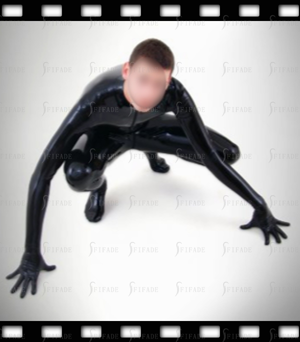 Latex Catsuit for Men Classic Jumpsuit Front 3 Way Zip with Gloves &amp; Socks Customized 0.4mm