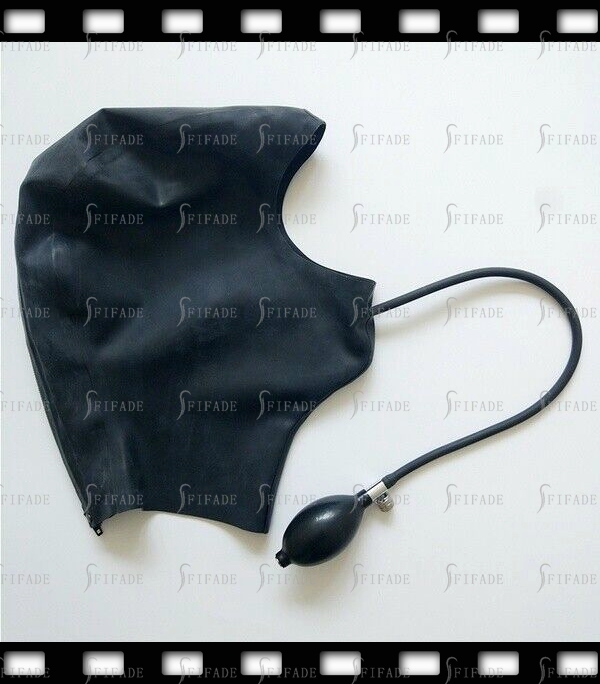 Latex Unisex Hoods Pump Mouth Gag Open Face Cool Wear Masks Customized 0.4mm