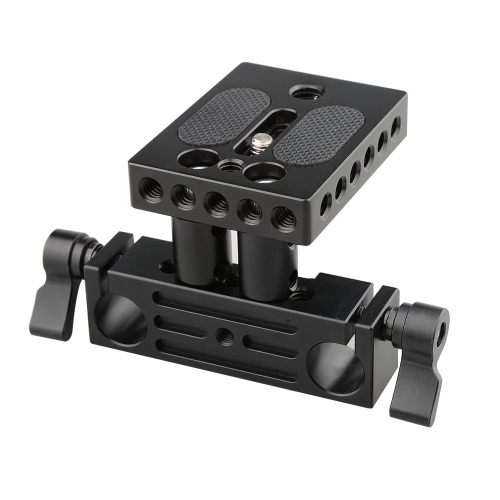 CAMVATE DSLR Baseplate Mount w/ Railblock Height Riser fr 15mm Rail Rod Support System