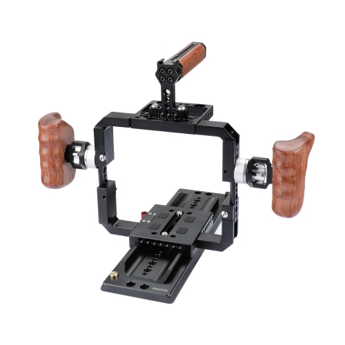 CAMVATE Solid Cage Rig With Wooden Grips & 12 ARRI Dovetail Bridge Plate For RED DSMC2 Video Cameras