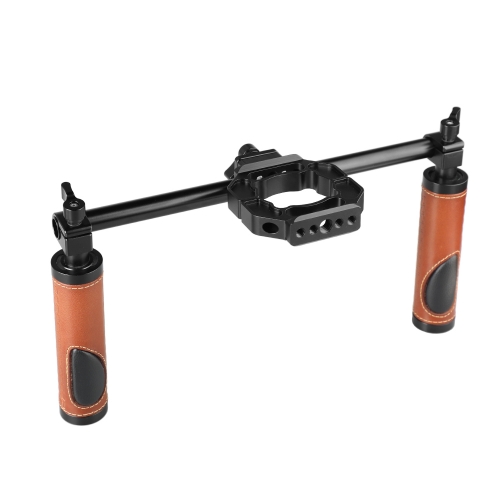 CAMVATE Dual Rod Handgrip Set (Leather) With Extension Mounting Ring For DJI Ronin S Gimbal Stabilizer