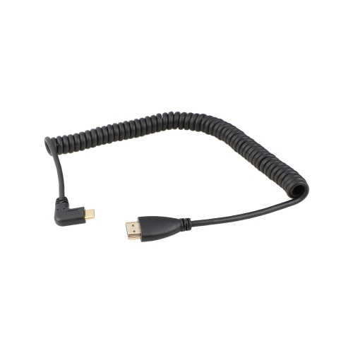 CAMVATE Right-Angle Mini HDMI To HDMI Coiled Cable