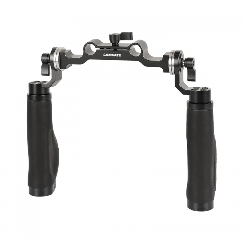 CAMVATE 15mm Rod & Black Leather Handle Shoulder Mount Rig with ARRI Rosette  for DSLR