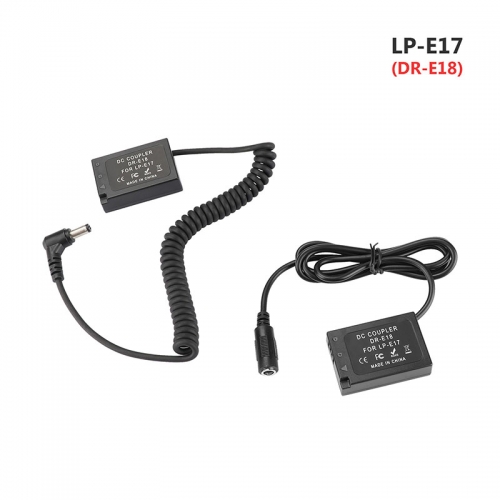 CAMVATE Canon LP-E17 (DR-E18) Double Dummy Batteries To 2.1mm Female & Male Plug DC Cables