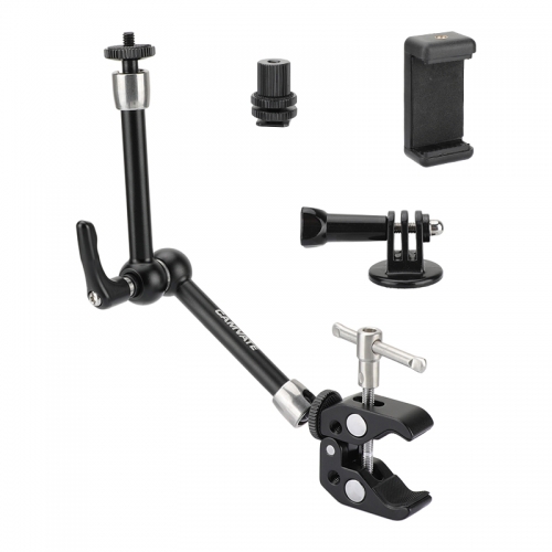 CAMVATE Upgraded 11" Articulating Magic Arm + Super Crab Clamp + Smartphone Phone Clip + GoPro Monopod Mount Adapter