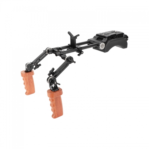 CAMVATE Shoulder Mount 15mm Railblock Rig with ARRI Camera Plate and Wooden Handgrip