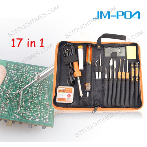 JAKEMY JM-P04 17 in 1 Primary DIY Welding Tool Set Electronic Soldering Iron Soldering Assist Tools Tweezers Metal Spudger Kit