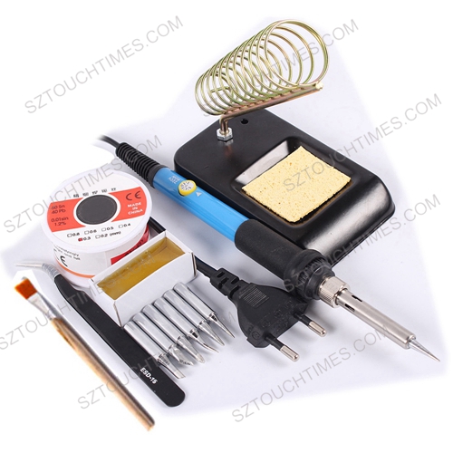 Adjust Temperature Electrical Soldering Iron 220V 60W Solder Station With Tip Iron Stand Solder Wire Tweezers Welding Repair Tool