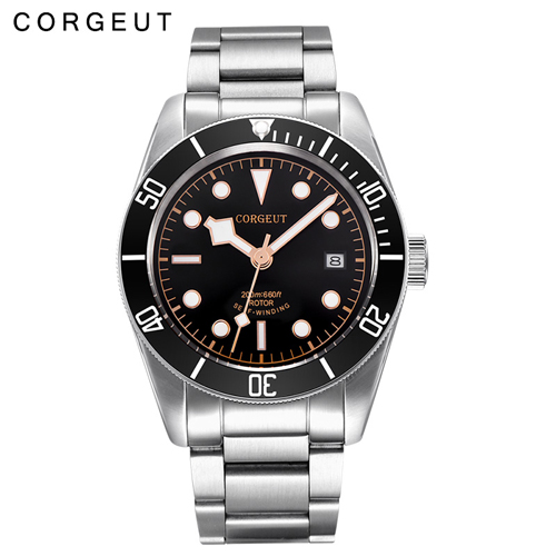 41mm Corgeut Sapphire Glass Black Bezel Black Dial Miyota Automatic Men Watch