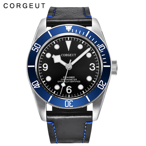 Corgeut 41mm Sapphire Glass Blue Bezel miyota Automatic Luminous mens Watch