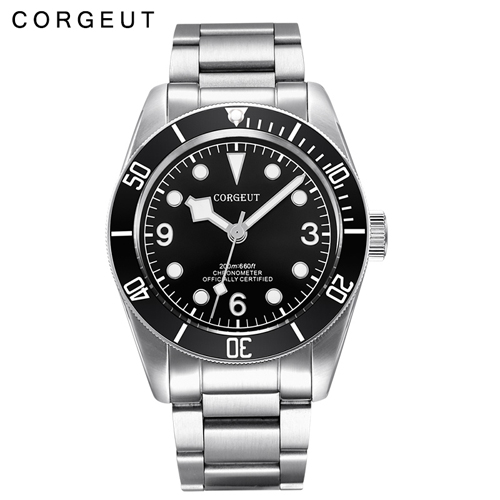 41mm Corgeut Sapphire Glass black bezel black dial miyota Automatic men Watch