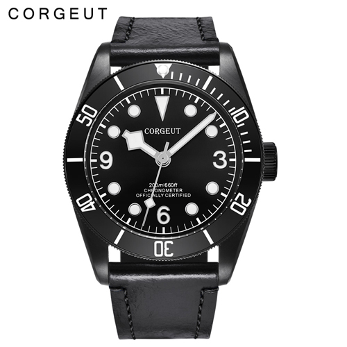 41MM Corgeut PVD Sapphire glass Black dial Japan Miyota Automatic watch