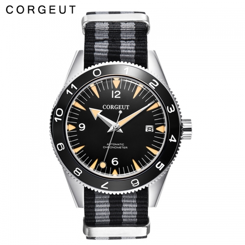 41mm Corgeut sapphire glass Miyota movement Leather ceramic bezel Date Men Automatic Watch