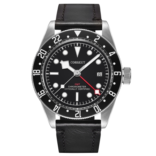 41mm Corgeut GMT Military Black Dial Bay Black Bezel Automatic Mens Watches