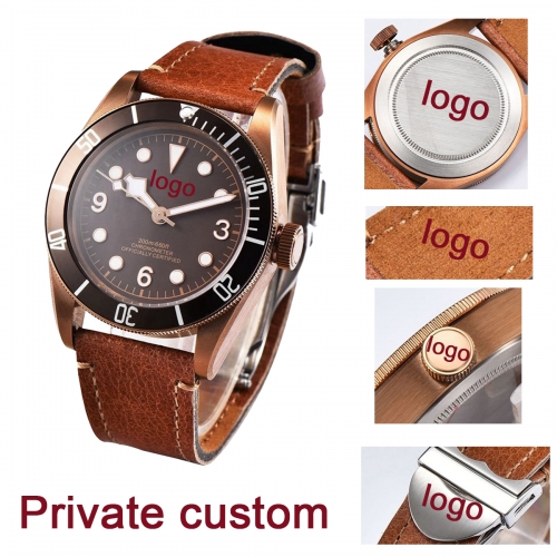 41mm Corgeut coffee DIY LOGO dial PVD Sapphire Glass miyota automatic mens Watch