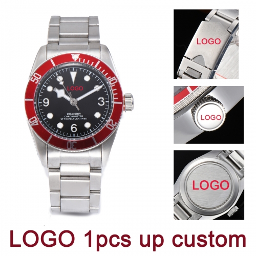 41MM DIY custom logo Red Bezel Sapphire glass Japan MIYOTA Automatic Movement Men Watch