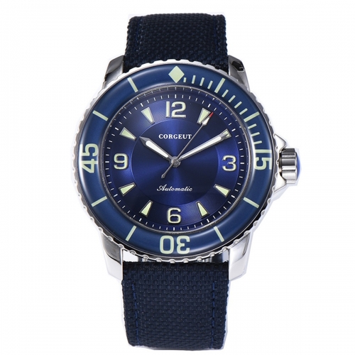 Corgeut 45mm blue dial Luminous Bezel Diving Automatic NH35 Mens Watches