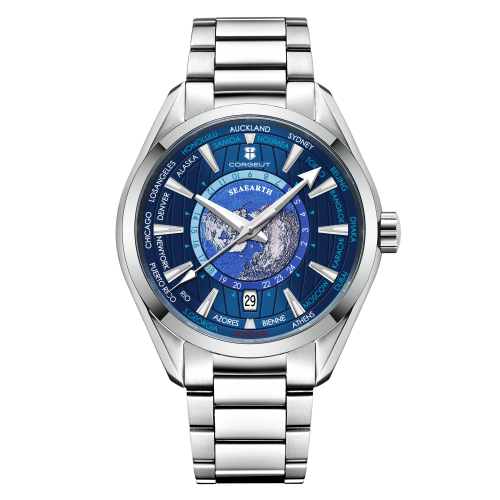Corgeut Luxury Men Automatic Mechanical world time design 40mm Wrist 6 o'clock date Watch