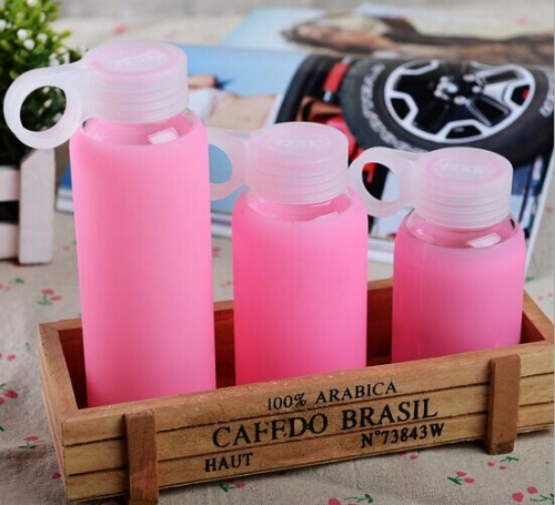 glass bottle with silicone sleeve