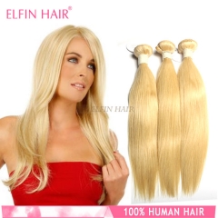 【14A 3PCS】3 Bundles #613 Straight Hair Russian Hair Blonde Color Virgin Hair Can Be Dyed