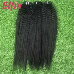 【14A 3PCS】Peruvian Kinky Straight Hair Virgin Soft Hair 100% Human Hair Extensions