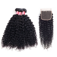 12A 【3PCS+4*4 Lace Closure】Malaysian Deep Curly Unprocessed Virgin Hair With 1PC Lace Closure Free Shipping