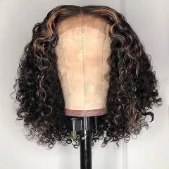 Elfin Hair Highlight-1b-27 Bob 4*4 Lace Wig 250% Density Wig Straight/Deep Wave Curly Hair Customize Wig 7 Days