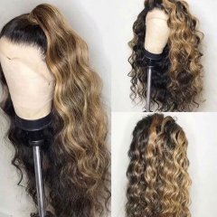 13*6 T Part Lace Wig 150% Density Middle Part Highlight Loose Curly Human Hair 100% Unprocessed Top Quality Customize 7 Days