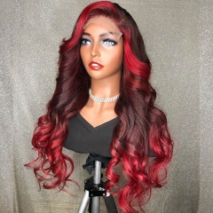13*6 Lace Wig Loose Wave New In Burgundy Elfin Preplucked T Part Lace  Wig Highlight 99j Mix Color Loose Wave Hair Lace Wig 150% Density Virgin Hair C