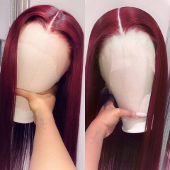 【Limited Stock】Elfin Hair 13*6 Lace Wig 99j Burgundy Preplucked T Part Wig Straight Hair Lace Wig 150% Density Customize 7 Days