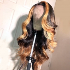 13A Highlight 13*4 Transparent Lace Frontal Wig Loose Wave 180% Denstiy 10-24inch Silky Hair Best Human Hair Customize For 7 Days