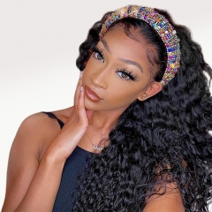 Elfin Hair 250% Density Deep Wave Curly Headband Wig Can Protect Natural Wig No Glue No Gel Weave Wig