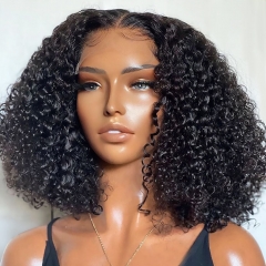 NEW IN Elfin Hair 13*4 Transparent Lace / HD Lace Curly Bob Lace Frontal Wig 180% Thick-full Human Hair Pre-plucked Lace Wig
