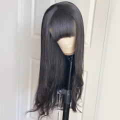Elfin Hair 10-30inch Longer Fringe Wig 1b Human Straight Wig Full Machine-made No Lace Wig 250% Density 10-30inch Glueless Wig Human Hair Wig