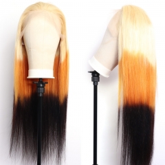 Elfin Hair New In 613/Orange/1B Color 13*4 200% Density Transparent Lace Frontal Wig Human Hair Wig