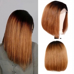 Elfin Hair Ombre Hair 1b/30 Color 13*4 Bob Lace Frontal Wig 180% Density 8-14inch Straight Human Virgin Hair