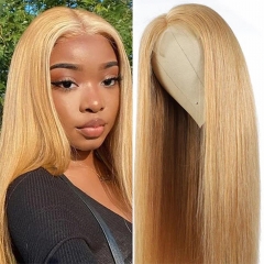 Elfin Hair #27 Honey Brown Color 4*4/13*4 Transparent Lace Frontal wig Straight Wig 200%/250% Density Lace Closure Wig
